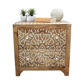 Indian Hand Carved  2-Drawer Solid Wood Bedside Table 10